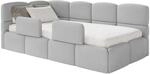 Selsey Jugendbett 120x200cm Hellgrau Chenille Stoff mit Matratze und Lattenrost,