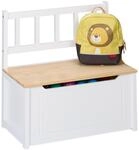 Relaxdays Kinderbank mit Stauraum, Klappdeckel, R&uuml;ckenlehne, HxBxT: 55 x 57 x...