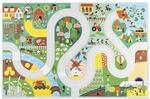 Janod - Teppich Auto Kinder - Thema Land - Weich & rutschfest - Motiv Bauernhof &