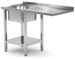 HENDI Tisch mit Sp&uuml;le, Zulauftisch, ablageboden und platz f&uuml;r Geschirrsp&uuml;ler,