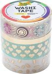 folia 26431 - Washi Tape, Klebeband aus Reispapier, Hotfoil gold II, 4er Set - ideal