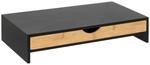 5five &ndash; Bava Monitorst&auml;nder aus Bambus &ndash; Schwarz, 47 x 25 x 10 cm, mit Schublade