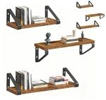 Relaxdays Wandregal, 6er Set, 3 Gr&ouml;&szlig;en: 30, 35, 40 cm Breite, Holzoptik &...
