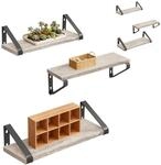 Relaxdays Wandregal, 6er Set, 3 Gr&ouml;&szlig;en: 30, 35, 40 cm Breite, Holzoptik &...
