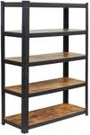 Relaxdays Schwerlastregal, 500 kg, HBT: 180 x 100 x 40 cm, 5 Ebenen, Holzoptik,