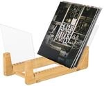 Relaxdays Schallplattenst&auml;nder, f&uuml;r 50 LPs, Bambus, Acryl, 12 Rillen, HBT