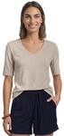 Street One Basic T-Shirt mit blickdichter Front Clay Sand 34