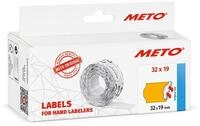 Meto Etiketten f&uuml;r Handauszeichner (32x19 mm, 2-zeilig, 5.000 St&uuml;ck, fluor orange,