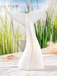 GILDE Tischleuchte maritime Deko Flosse Porzellan wei&szlig; H&ouml;he 30 cm Wohnzimmer
