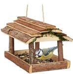 Relaxdays Vogelfutterhaus Holz, mit Rinde und Moos, zum H&auml;ngen, HBT: 19x21x23...