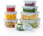 Relaxdays Frischhaltedose mit Deckel, 8-tlg. Set, luftdicht, transparent