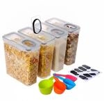 Relaxdays Vorratsdosen 4er Set, mit Deckel, luftdicht, transparent