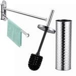 Relaxdays Badezimmer Set, 2-teilig, WC-B&uuml;rste, Silber