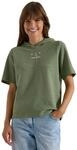 Cecil Kurzarm Shirt mit Kapuze und Wording deep Matcha Green L
