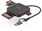 Rollei 4 in 1 Kartenleseger&auml;t f&uuml;r SD/microSD/CF/MS mit USB 3.0 & USB-C