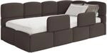 Selsey Jugendbett 120x200cm Braun Chenille Stoff mit Matratze und Lattenrost,
