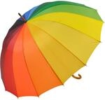 Falcone&reg; 16-teiliger Regenschirm Holzstock sturmfest mit Holzgriff - Regenbogen