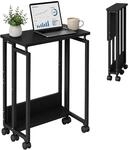 Relaxdays Schreibtisch klappbar, mit 6 Rollen, Computertisch, schwarz