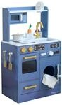 Teamson Kids Spielk&uuml;che Holz mit Mini-Garten Waschmaschine Blau | mit...