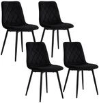 Relaxdays Esszimmerstuhl, 4er Set, Samt, Metallbeine, 120 kg, schwarz