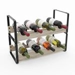 Relaxdays Weinregal, 8 Flaschen, Metall, Holz, schwarz/Natur | HxBxT: 29 x 39,5...