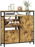 HOMCOM Schuhschrank Schmal Schuhkipper 4 Klappen 98x24x95cm Rustikal Braun 