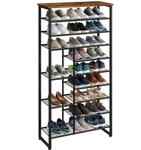 Relaxdays Schuhregal Industrial, 10 Ebenen, schwarz/braun | HBT 172,5x75x30 cm,