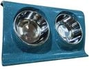 Dehner Doppel-Hundenapf, ca. 38 x 25 x 7 cm, Melamin/Edelstahl, blau