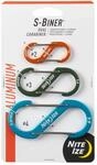 S-Biner&reg; Aluminum Dual Carabiner - 3 Pack - Assorted, Farblich Sortiert