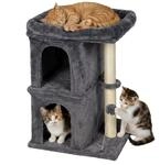 Relaxdays Kratzbaum, mit 2 H&ouml;hlen & Spielzeug, Sisal, dunkelgrau