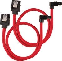 Corsair Premium Sleeved SATA 3 Kabel Gewinkelt / Gerade (6Gbps, 30 90&deg;) Rot