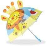 Relaxdays Regenschirm f&uuml;r Kinder Motiv L&ouml;we 3D-Effekt M&auml;dchen Jungen ab 3 Jahre