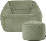 Icon Natalia Sitzsack Sessel und Hocker mit F&uuml;llung, Gr&uuml;n