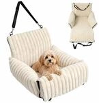 Relaxdays Hundeautositz, kleine Hunde bis 8 kg, weich, beige