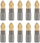 kwb Titan Bits - Bitsset &ndash; 10er PZ 2 Bit-Set 25 mm, Bitbox, 1/4 Au&szlig;ensechskant,