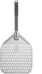 HENDI Pizzaschaufel, eckig, perforiert, kurzer Griff, Pizzaschieber, Brotschieber,