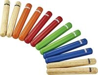 Nino Percussion Wood Claves Instrumente - 6 Paar Klangh&ouml;lzer Set f&uuml;r Kinder...