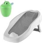 Relaxdays Baby-Badehilfe Set, mit Haarwaschbecher, tr&auml;nenfrei, grau |...