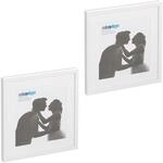 Relaxdays Bilderrahmen 2er Set, 38,5x38,5 cm, quadratisch, Fotorahmen, wei&szlig; 