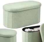 Relaxdays Sitzbank, Teddystoff, Stauraum, gepolstert, Flur, Salbei |...