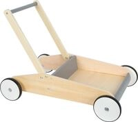 small Foot Lauflernwagen Schiefergrau, robuster Schiebewagen aus Holz, mit gro&szlig;er