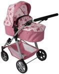 Bayer Chic 2000 Puppenwagen Nele | 2in1 Kombi-Buggy Flowers Rosa | Gro&szlig;er 2in1