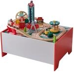 Teamson Kids Eisenbahn Spieltisch mit 6 Mini-Spielen & Aufbewahrung | Riesenrad,