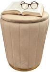 Relaxdays Hocker Samt, Sitzhocker mit Stauraum, gepolstert, HxD: 42 x 32 cm,...