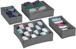 Relaxdays Unterw&auml;sche Organizer, 4 tlg. Schubladen Ordnungssystem...
