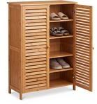 Relaxdays Schuhschrank, Bambus, 5 F&auml;cher, 15 Paar Schuhe, Natur | HxBxT: 87,5...