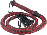 Erotic Fashion Peitsche 200 cm, schwarz-rot Leder Peitsche aus Splat Velours...