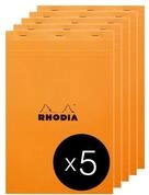 Rhodia 19660Cpack 5 Notizbl&ouml;cke N.19 A4+ 80 Blatt liniert mit Rand Orange