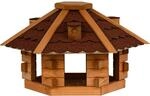 dobar&reg; Vogelhaus Blockhaus 6-eckig mit Bitumendach - Vogelfutterhaus aus Holz