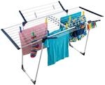 Relaxdays W&auml;schest&auml;nder, klappbar, ausziehbar, wei&szlig;/blau | HBT:...